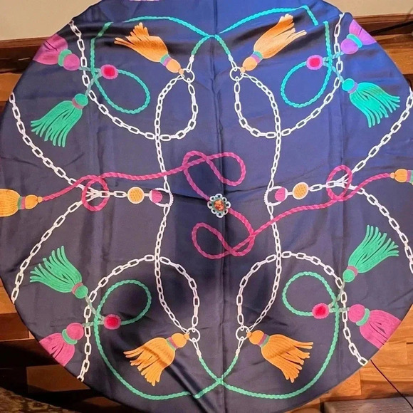 VINTAGE: Ginnie Johansen | ladies tassels & chains silk scarf. - Picture 12 of 12